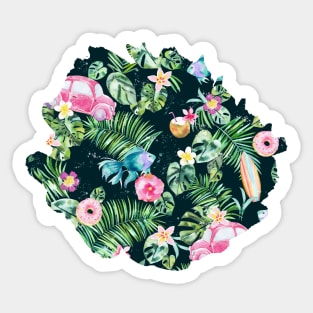 Hawaiian Tropical Dreamy Black Sticker